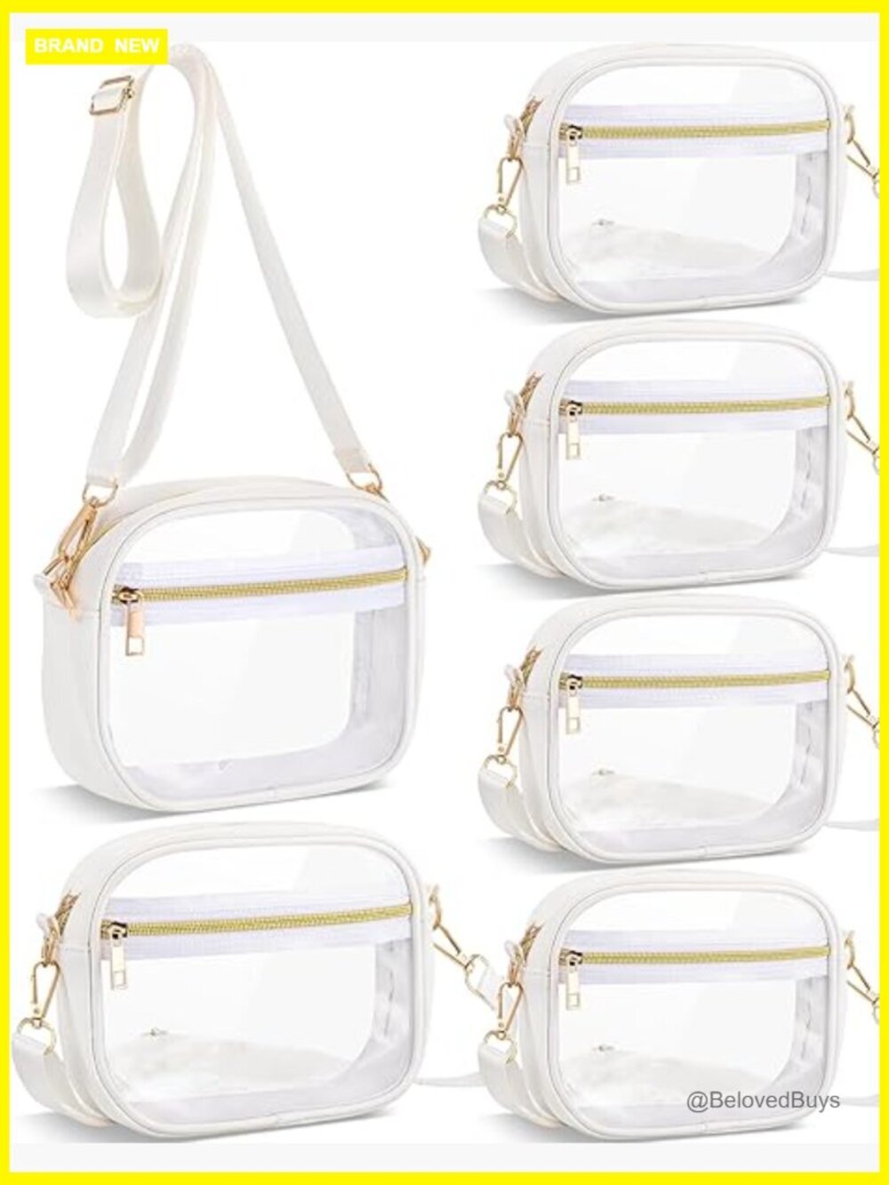 6 Clear Crossbody Bags Stadium Approved TPU with Adjustable Strap